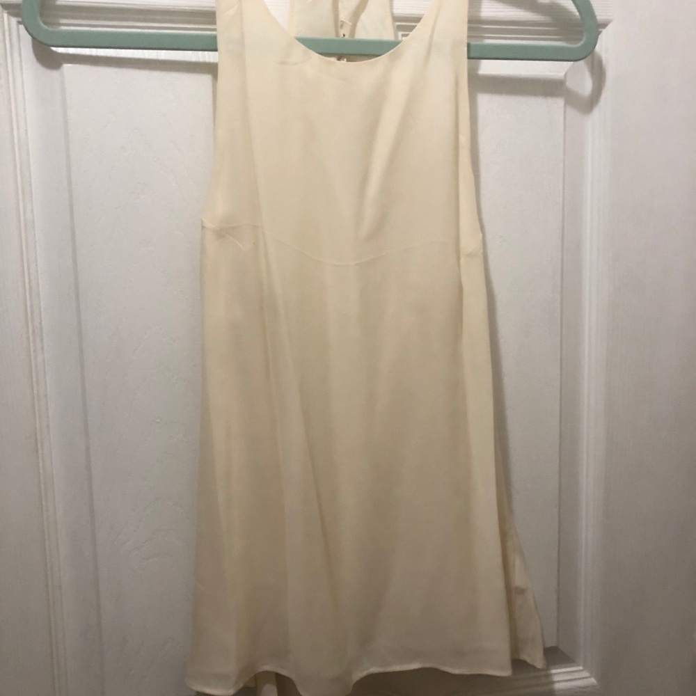 Women ivory sleeveless blouse silk double layer
